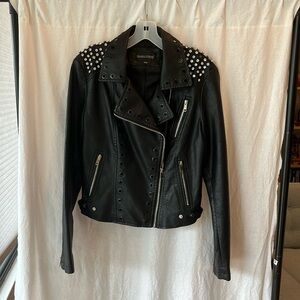 Frank Lyman - Size M - black feaux leather biker jacket.